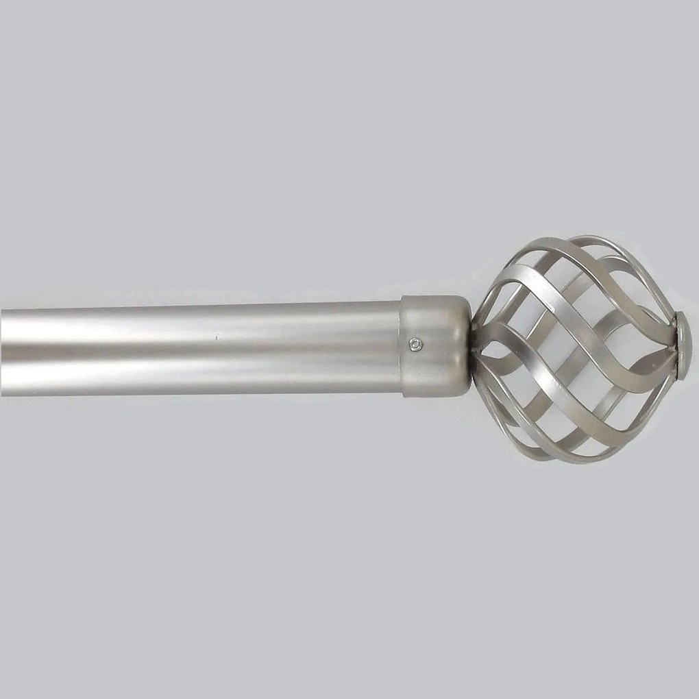 Κουρτινόξυλο Φ28mm Μονό Επεκτεινόμενο 120-210cm Με Άκρα L-N Florence Silver 762012099