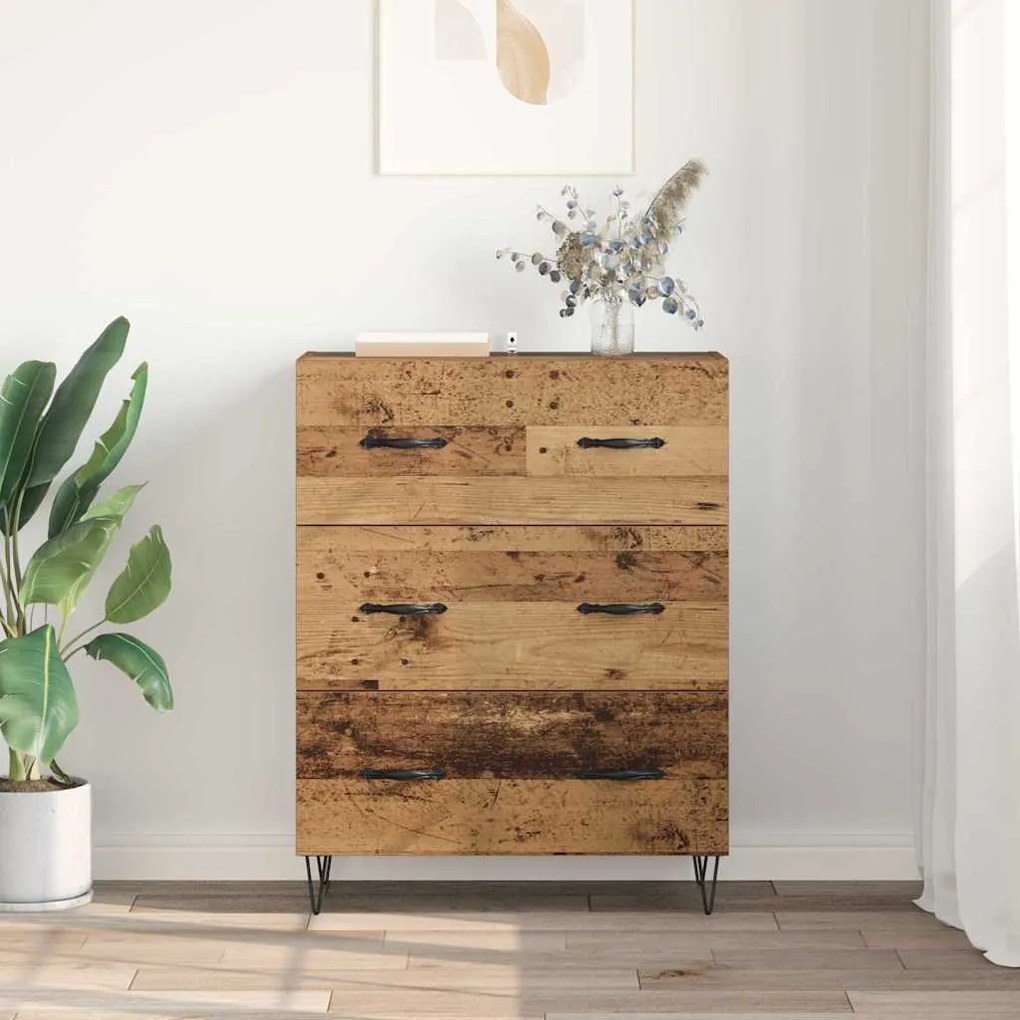 vidaXL Πλαϊνό γραφείο με συρτάρι Παλιό Ξύλο 69,5 x 34 x 90 εκ.