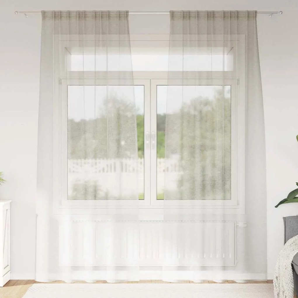 vidaXL Κουρτίνες με κουρτίνες 2 pcs Κρεμ 140 x 225 cm Πολυεστέρας