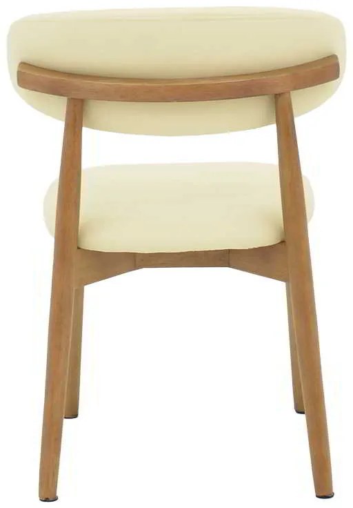 Καρέκλα Ubene pakoworld rubberwood και pu σε καρυδί και μπεζ απόχρωση 46x58x79εκ