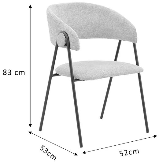 Καρέκλα Rachele pakoworld γκρι ύφασμα-πόδι μαύρο μέταλλο 52x53x83εκ