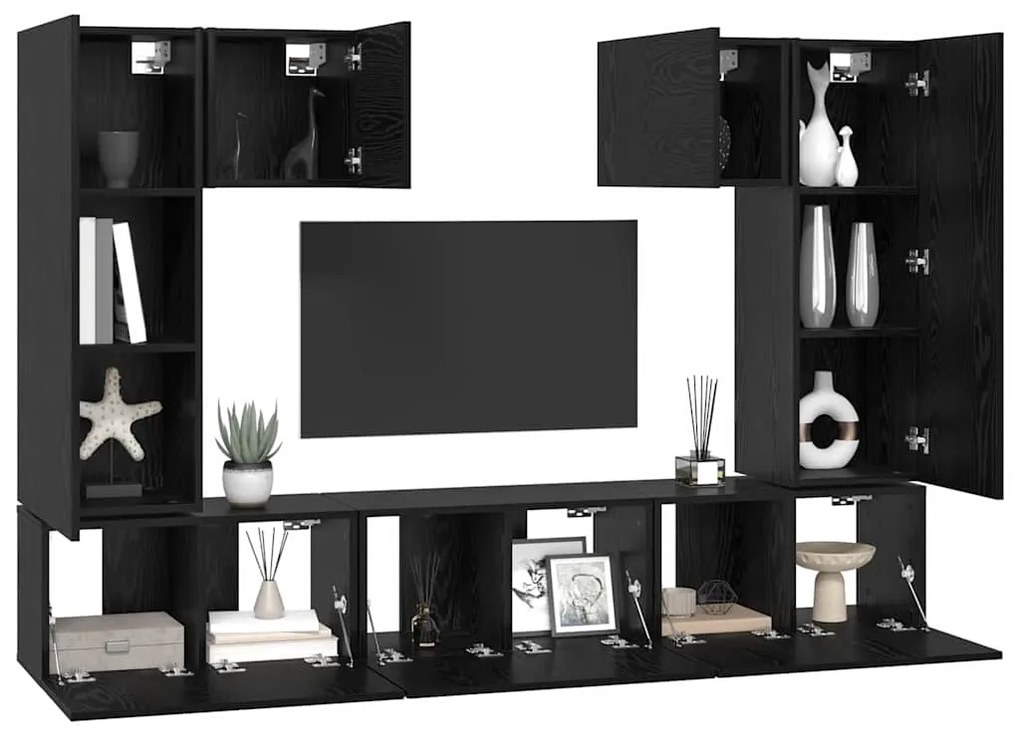 vidaXL Σετ επίπλου τηλεόρασης 7 pcs Μαύρη δρυς 180 x 30 x 120 εκ