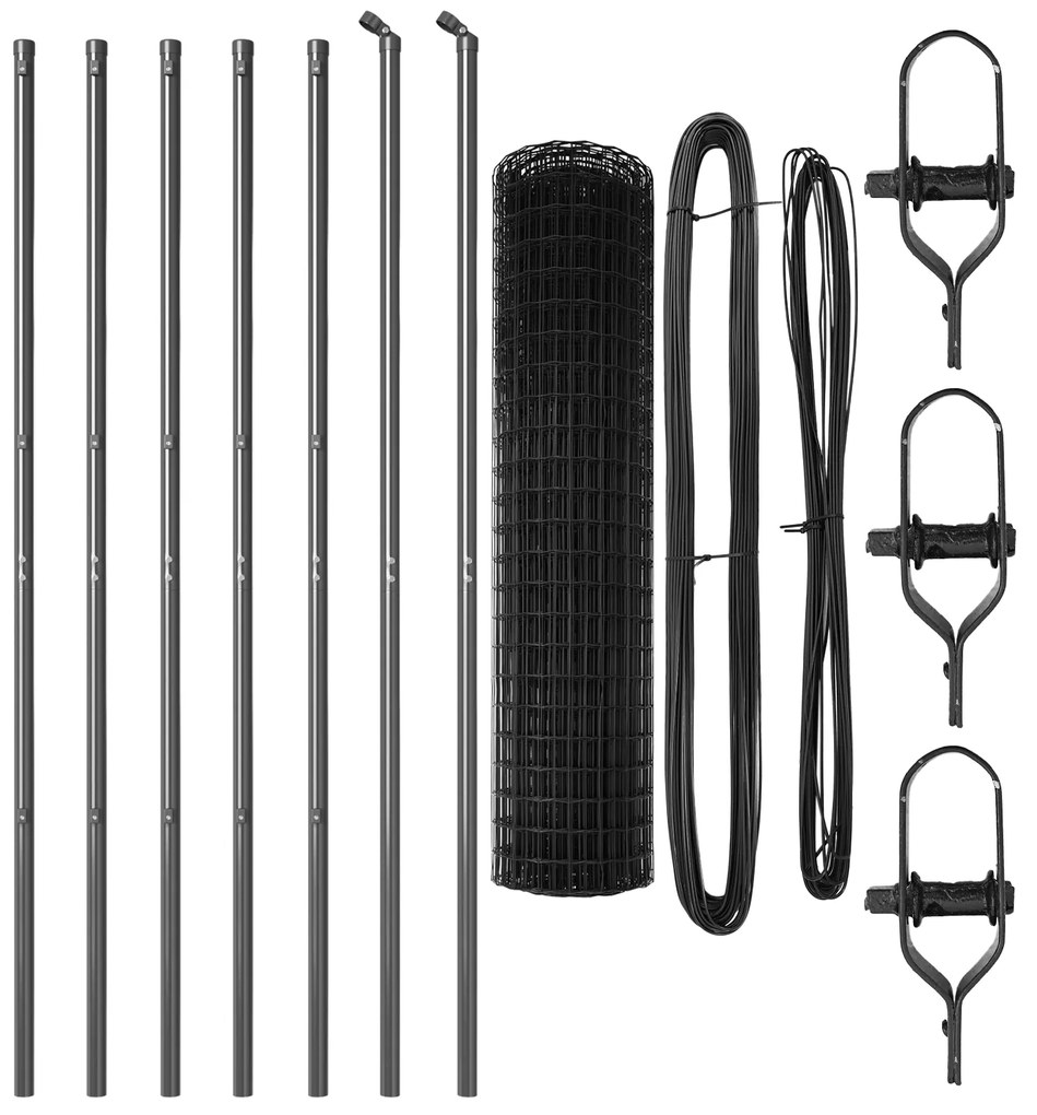 vidaXL Euro Fence με 7 στύλους 1x10 μ γαλβανισμένο ατσάλι γκρι