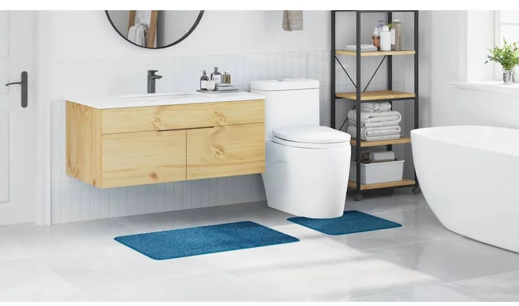 vidaXL Σετ Μάτ Μπάνιου Αντιολισθητικό 2 pcs Μπλε PP