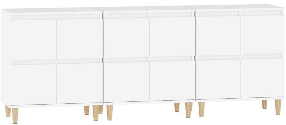 vidaXL Ντουλάπια 3 τεμ. Λευκό 60x35x70 εκ. Επεξεργασμένο Ξύλο