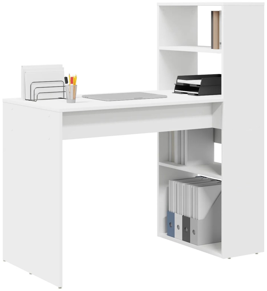 vidaXL Γραφείο με Αποθήκευση Λευκό 113x54x120 εκ. Επεξεργασμένο Ξύλο