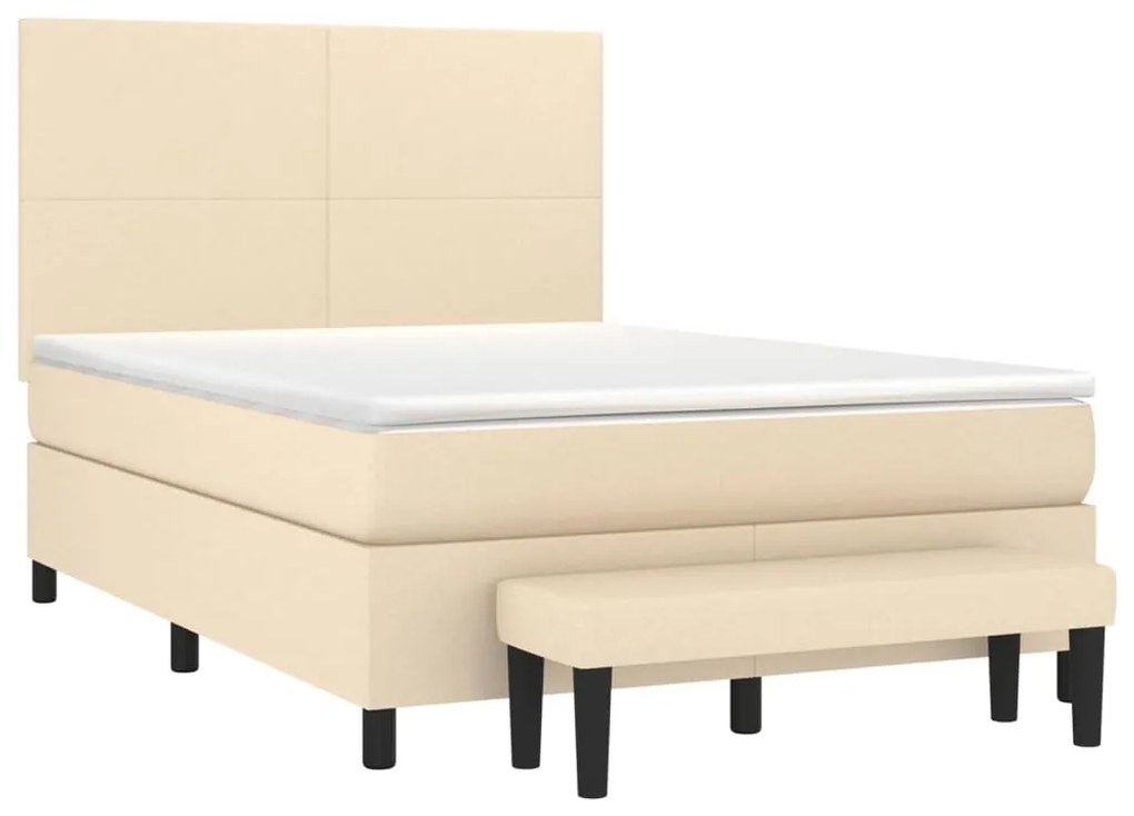 Κρεβάτι Boxspring με Στρώμα Κρεμ 140x190 εκ. Υφασμάτινο - Κρεμ