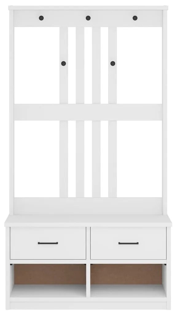 vidaXL Δέντρο χωλ SANDNES Λευκό 87x40x159,5 εκ. Πεύκο μασίφ ξύλο