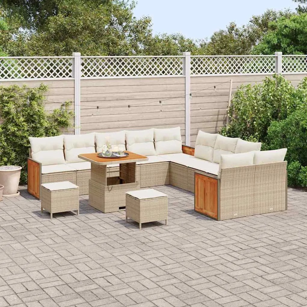 vidaXL Σετ Καναπέ Κήπου 13 pcs Μπεζ, Κρέμα 80 x 80 x 71 cm