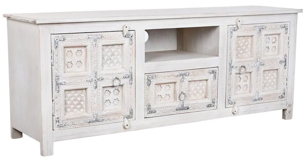 Τηλεόραση DKD Home Decor Λευκό Ξύλο Ξύλο από Μάνγκο 151 x 40 x 60 cm