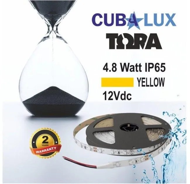 Ταινία LED 4,8W IP65 12V σε 4 χρώματα 5M TORA Cubalux 500036 Κίτρινο