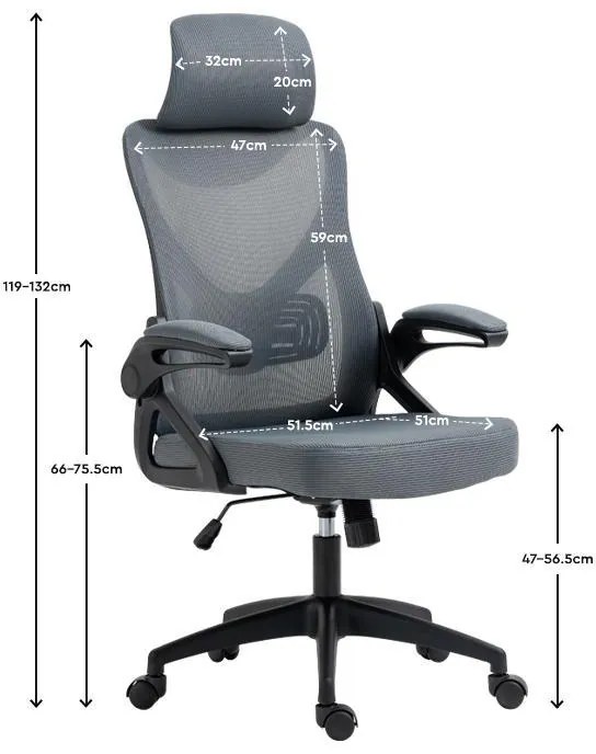Καρέκλα Γραφείου FL219 Fylliana Γκρί 63x61x128 εκ. 63x61x128 εκ.