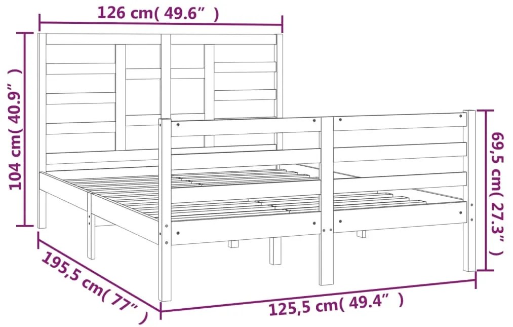 vidaXL Πλαίσιο Κρεβατιού 120 x 190 εκ. από Μασίφ Ξύλο Small Double