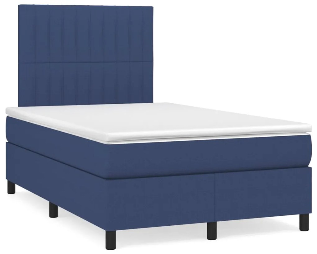 vidaXL Κρεβάτι Boxspring με Στρώμα Μπλε 120x200 εκ. Υφασμάτινο