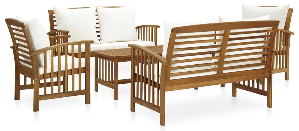 vidaXL Σαλόνι Κήπου 5 Τεμαχίων από Μασίφ Ξύλο Ακακίας με Μαξιλάρια