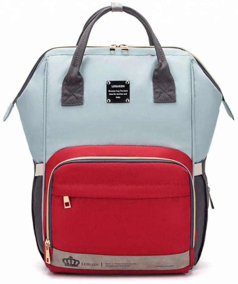 Τσάντα Μωρού Πλάτης B-251 39x30x22 Mint-Red-Grey Lequeen Ύφασμα