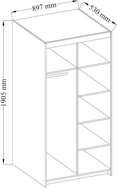 Ντουλάπα Ester 2D1L δίφυλλη-Leuko