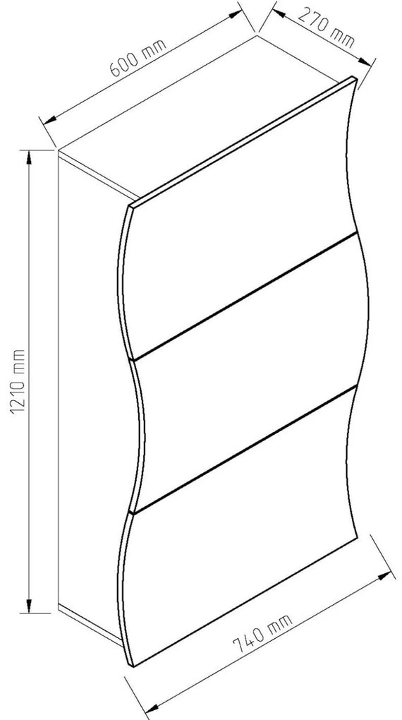 Ξύλινη Παπουτσοθήκη Wave 3D Λευκό 121x27x60cm