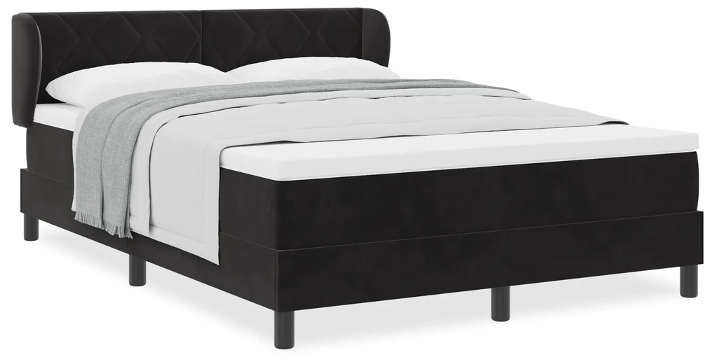 vidaXL Κρεβάτι με Στρώμα Μαύρο 140x200 εκ Βελούδο