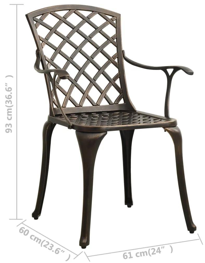 Καρέκλες Κήπου 4 τεμ. Μπρονζέ από Χυτό Αλουμίνιο - Καφέ