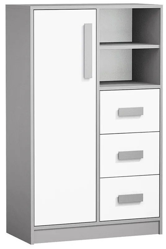Σιφονιέρα Akron H100, Άσπρο, Ανθρακί, Γκρι, Με συρτάρια και ντουλάπια, Αριθμός συρταριών: 3, 132x80x40cm, 49 kg, Ξύλο: Δρυς | Epipla1.gr
