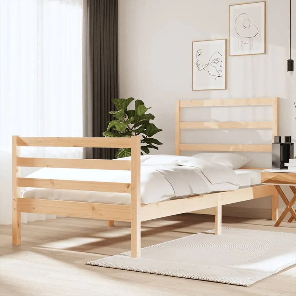 vidaXL Πλαίσιο Κρεβατιού 75x190 εκ. από Μασίφ Πεύκο 2FT6 Small Single