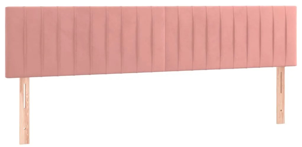 vidaXL Κρεβάτι Boxspring με Στρώμα &amp; LED Ροζ 180x200 εκ. Βελούδινο