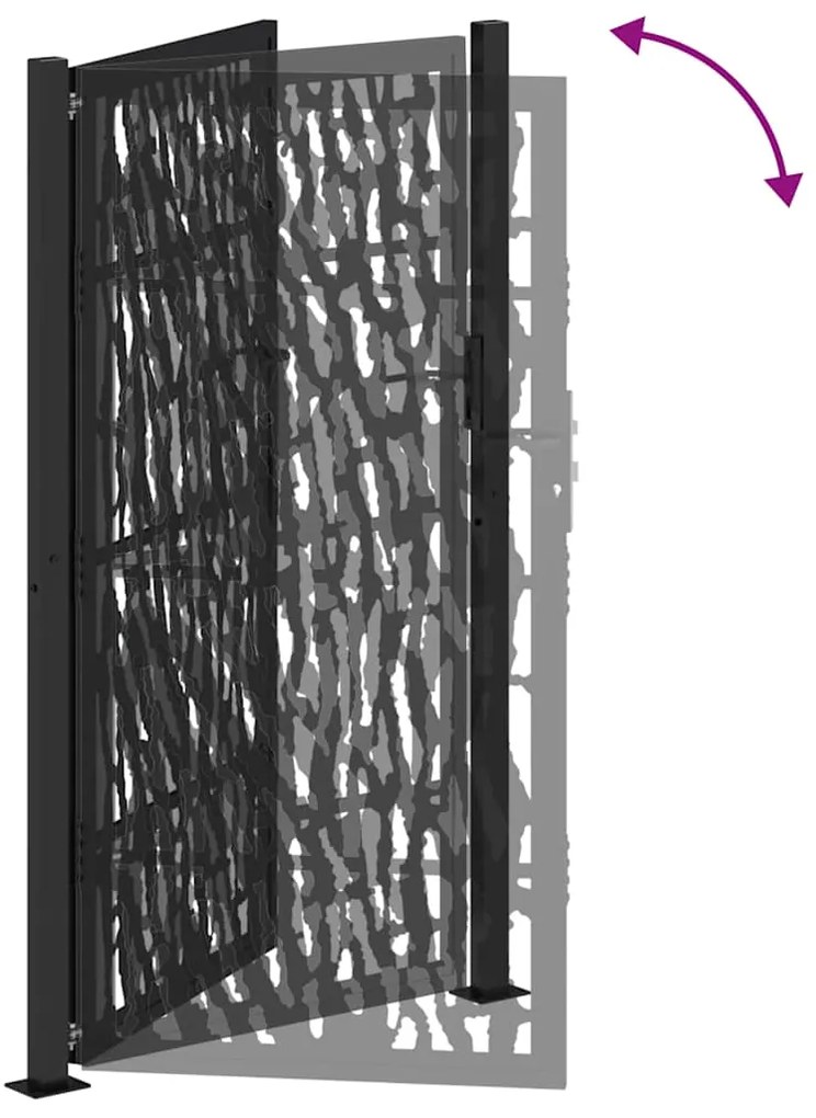 vidaXL Πόρτα Κήπου Μαύρη με Σχέδιο Ατσάλινης Γραμμής 100x175 εκ.