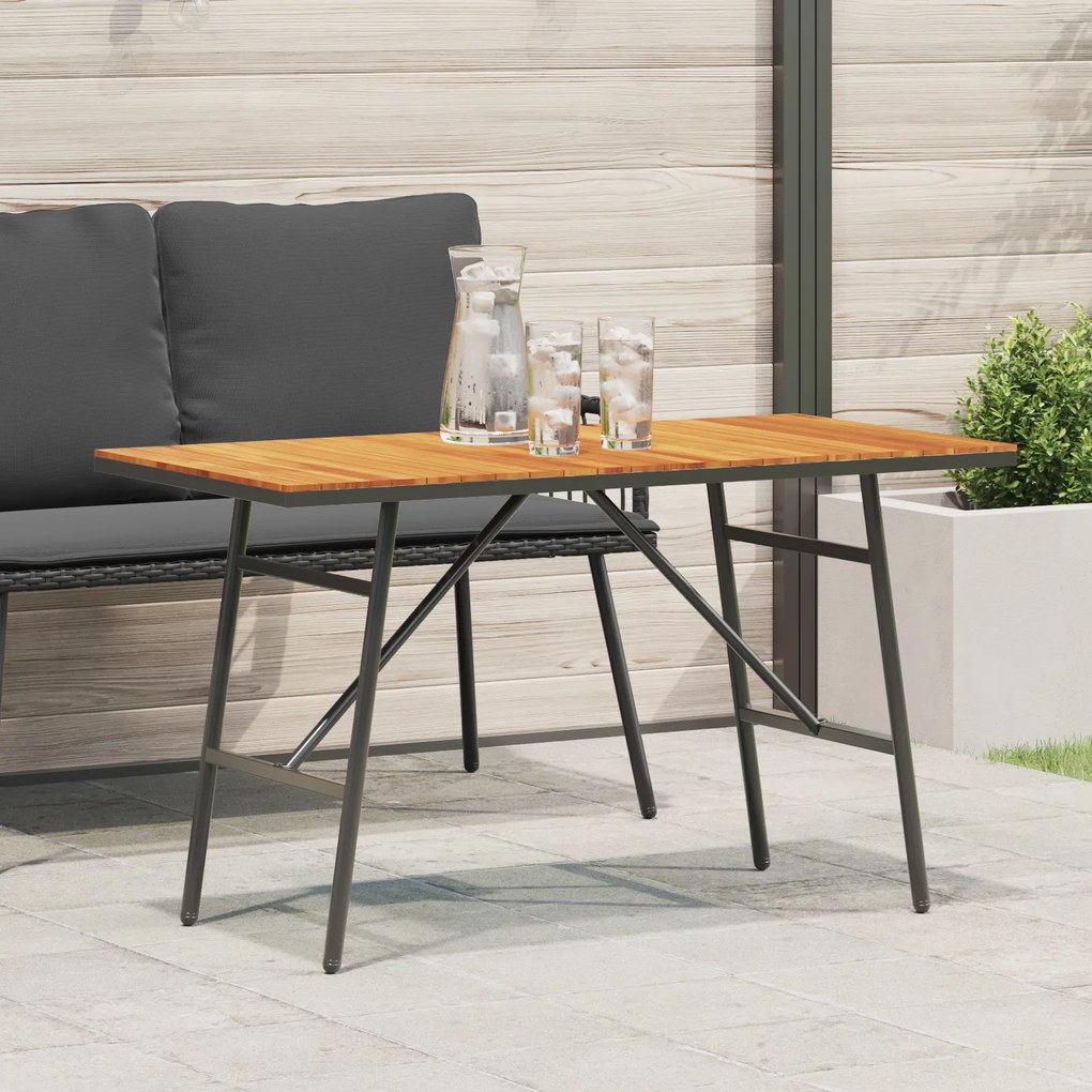 vidaXL Τραπέζι Φαγητού - Μαύρο, 110x55x62 εκ., Κατασκευασμένο από Ακακία