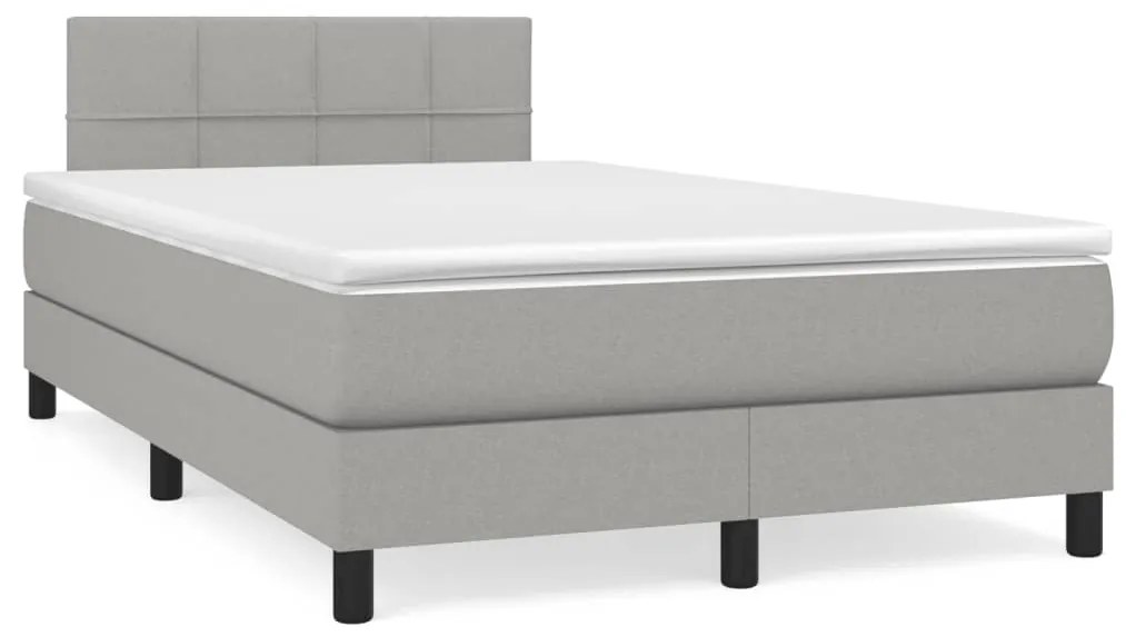 Κρεβάτι Boxspring με Στρώμα Ανοιχτό Γκρι 120x200 εκ. Υφασμάτινο - Γκρι