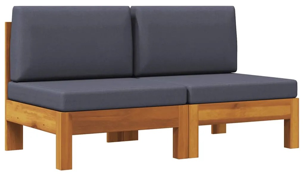 vidaXL Μεσαίοι Καναπέδες 2 τεμ. Μασίφ Ξύλο Ακακίας Σκ. Γκρι Μαξιλάρια