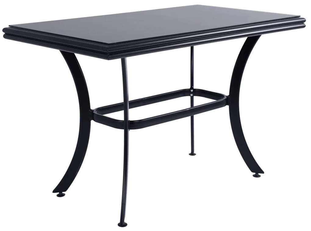 Τραπέζι JAXEN Αλουμινίου Μαύρο με Γυαλί Ασφαλείας και Textilene 120x70x78Υ εκ. 120x70x78 εκ.