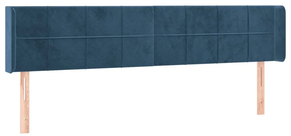 vidaXL Κεφαλάρι με Πτερύγια Σκούρο Μπλε 203x16x78/88 εκ. Βελούδινο