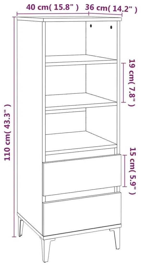 Ντουλάπι Γκρι Sonoma 40x36x110 εκ. από Επεξεργασμένο Ξύλο - Γκρι