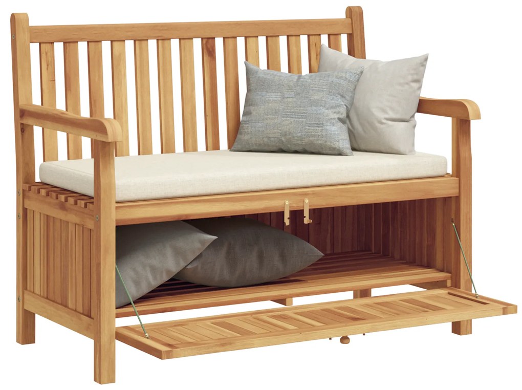 vidaXL Πάγκος Αποθήκευσης Κήπου Καφέ 114 x 60 x 90 εκ Μασίφ ξύλο teak