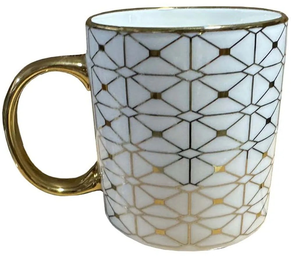 Κούπα Goldie 028841 8x8x11cm White-Gold Πορσελάνη