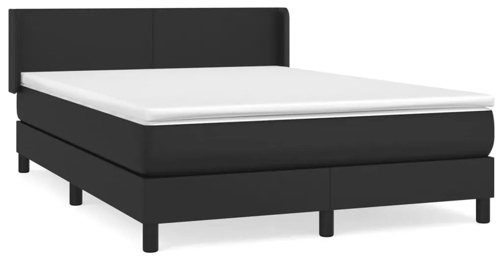 vidaXL Κρεβάτι Boxspring με Στρώμα Μαύρο 140x200εκ.από Συνθετικό Δέρμα