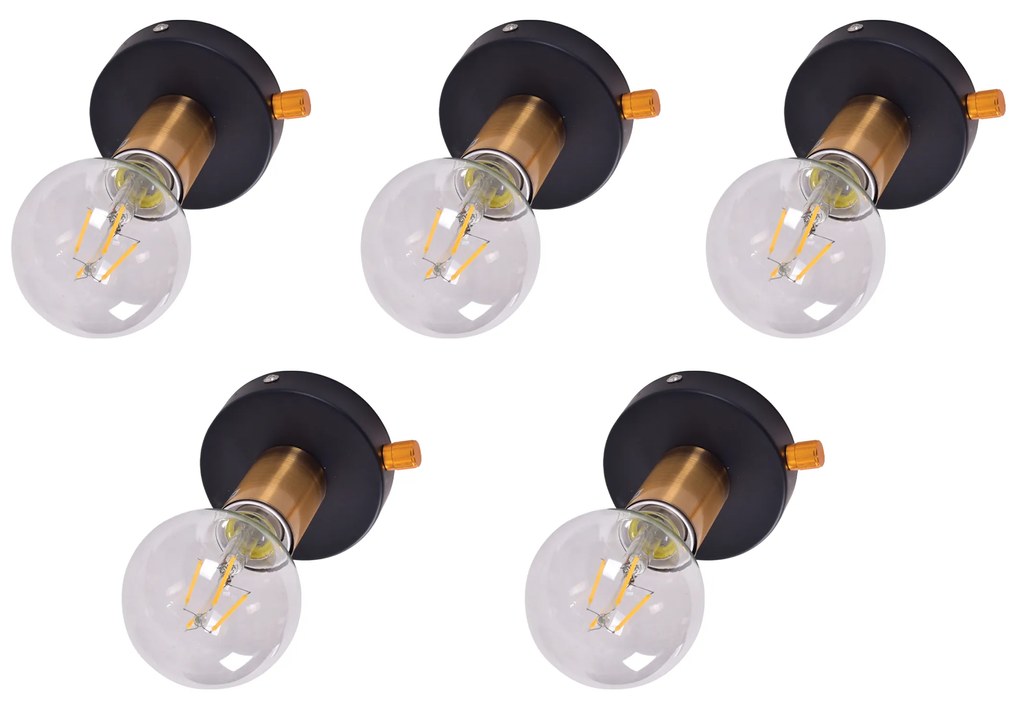 Φωτιστικό Τοίχου - Απλίκα SE 138-BK (x5) Tolo Packet Black and bronze light+ - 51W - 100W - 77-8857