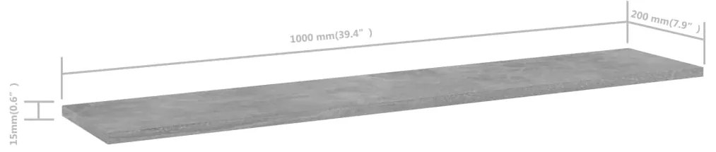 vidaXL Ράφια Βιβλιοθήκης 4 τεμ Γκρι Σκυροδ. 100x20x1,5 εκ. Επεξ. Ξύλο