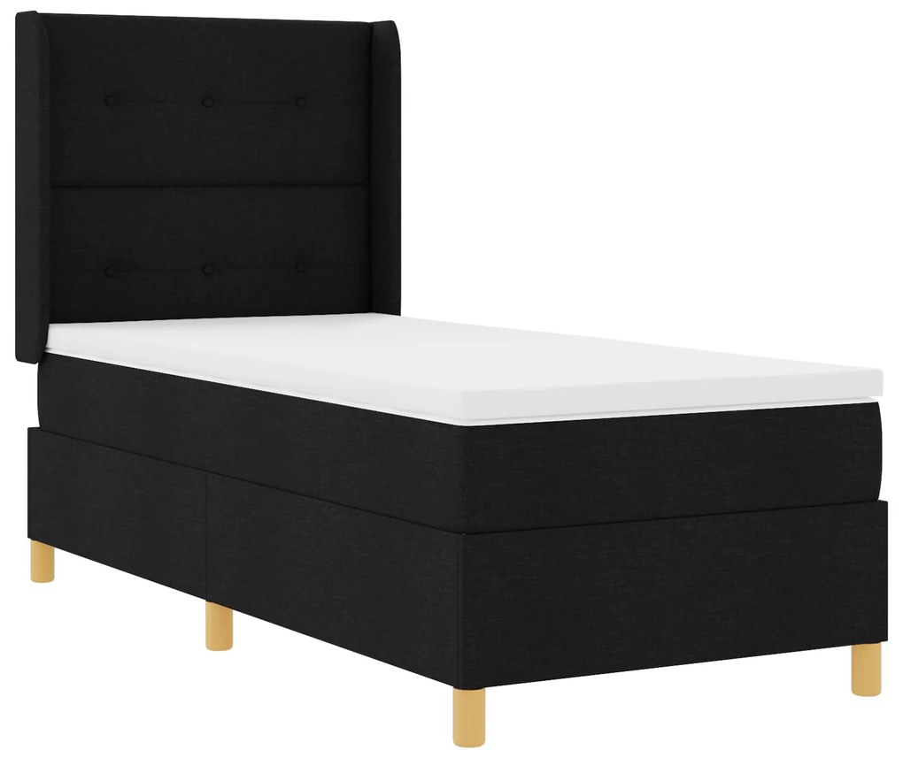 vidaXL Κρεβάτι Box Spring με Στρώμα & LED Μαύρο 80x200 εκ Υφασμάτινο