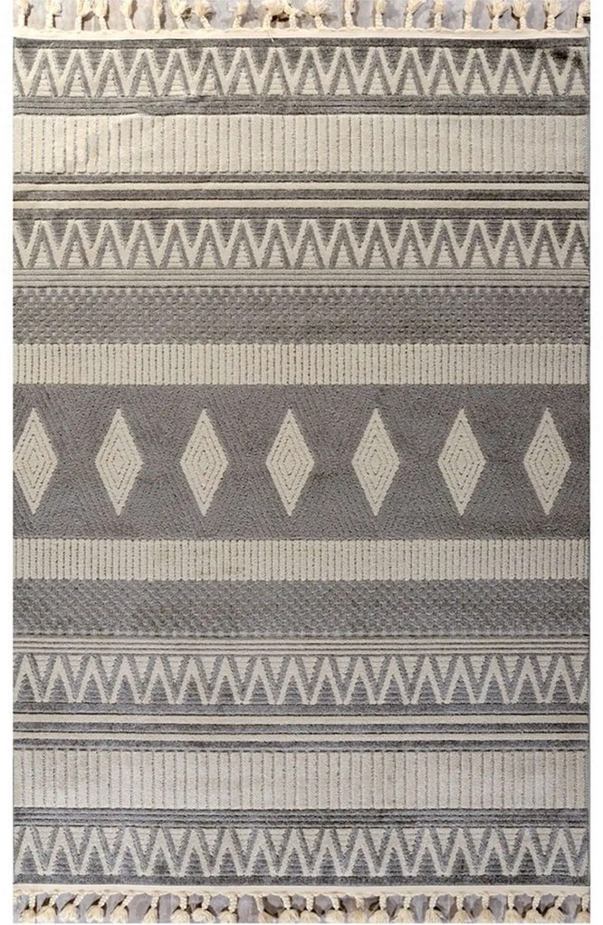 Σετ Χαλιά Κρεβατοκάμαρας 3Τμχ. Tenerife 68339-060 Cream-Grey Merinos ΣΕΤ (2 67x140 & 67x220) Frise