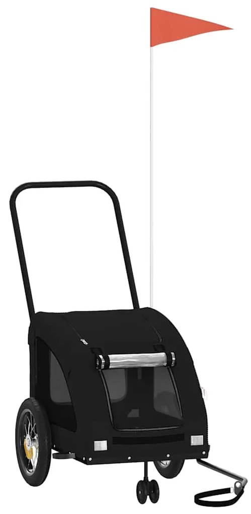 vidaXL Τρέιλερ Ποδηλάτου Κατοικίδιων Μαύρο Ύφασμα Oxford/Σίδηρος