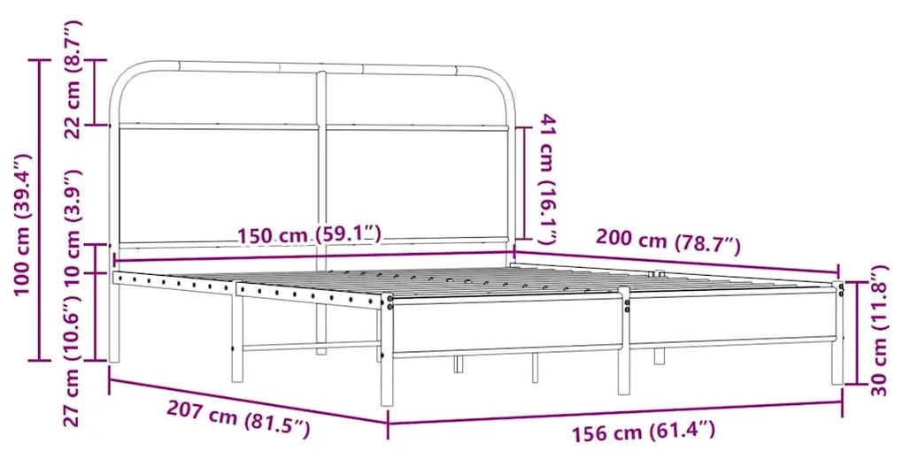 ΠΛΑΙΣΙΟ ΚΡΕΒΑΤΙΟΥ ΧΩΡ. ΣΤΡΩΜΑ SONOMA ΔΡΥΣ 150X200ΕΚ. ΕΠ. ΞΥΛΟ 4100412