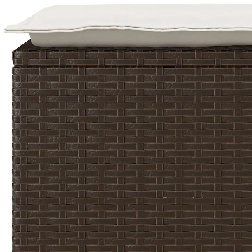 Πάγκος κήπου με μαξιλάρι καφέ 110x40x44 cm Poly Rattan - Καφέ