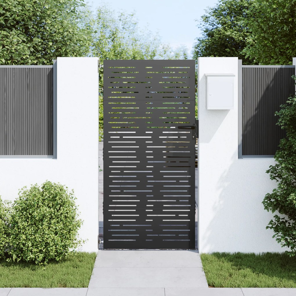 vidaXL Πύλη Κήπου Μαύρο 105 x 200 cm Ατσάλι με Επικάλυψη Πούδρας