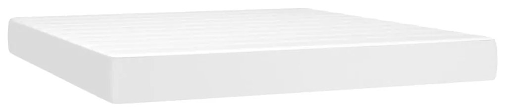 vidaXL Κρεβάτι Boxspring με Στρώμα & LED Λευκό 180x200 εκ. Συνθ. Δέρμα