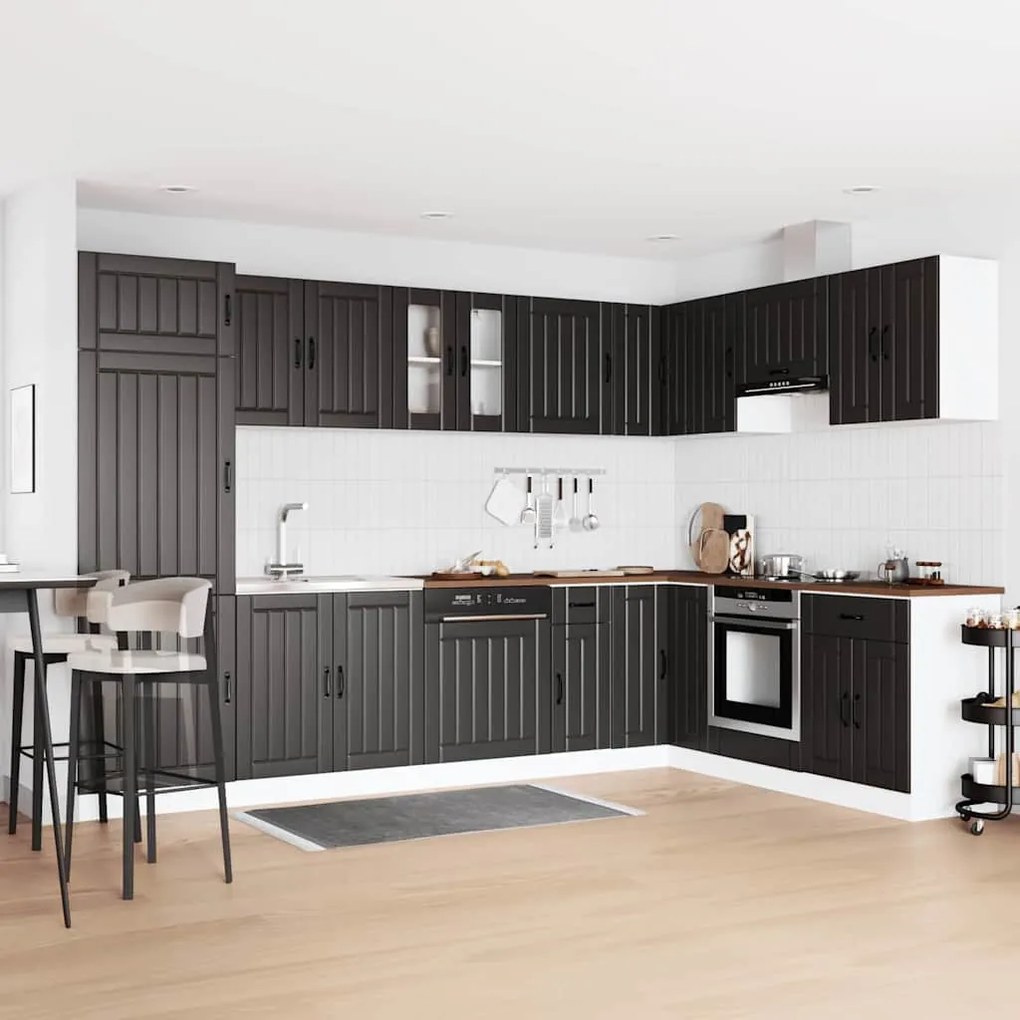 vidaXL Ντουλάπα Κουζίνας με πόρτα Lucca 2 pcs Μαύρο 80 x 46 x 81.5 εκ