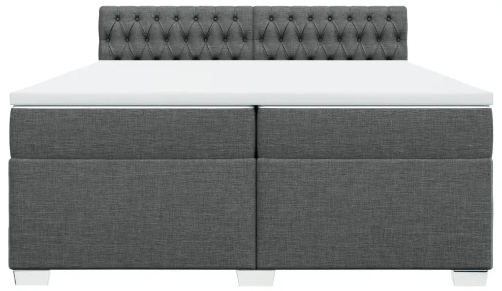 vidaXL Κρεβάτι Boxspring με Στρώμα Σκούρο Γκρι 200x200 εκ. Υφασμάτινο