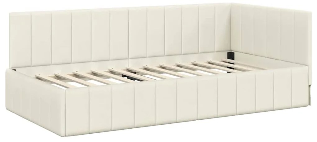 vidaXL Κρεβάτι γωνίας με στρώμα με στρώμα 2 pcs Κρεμ Βελούδο