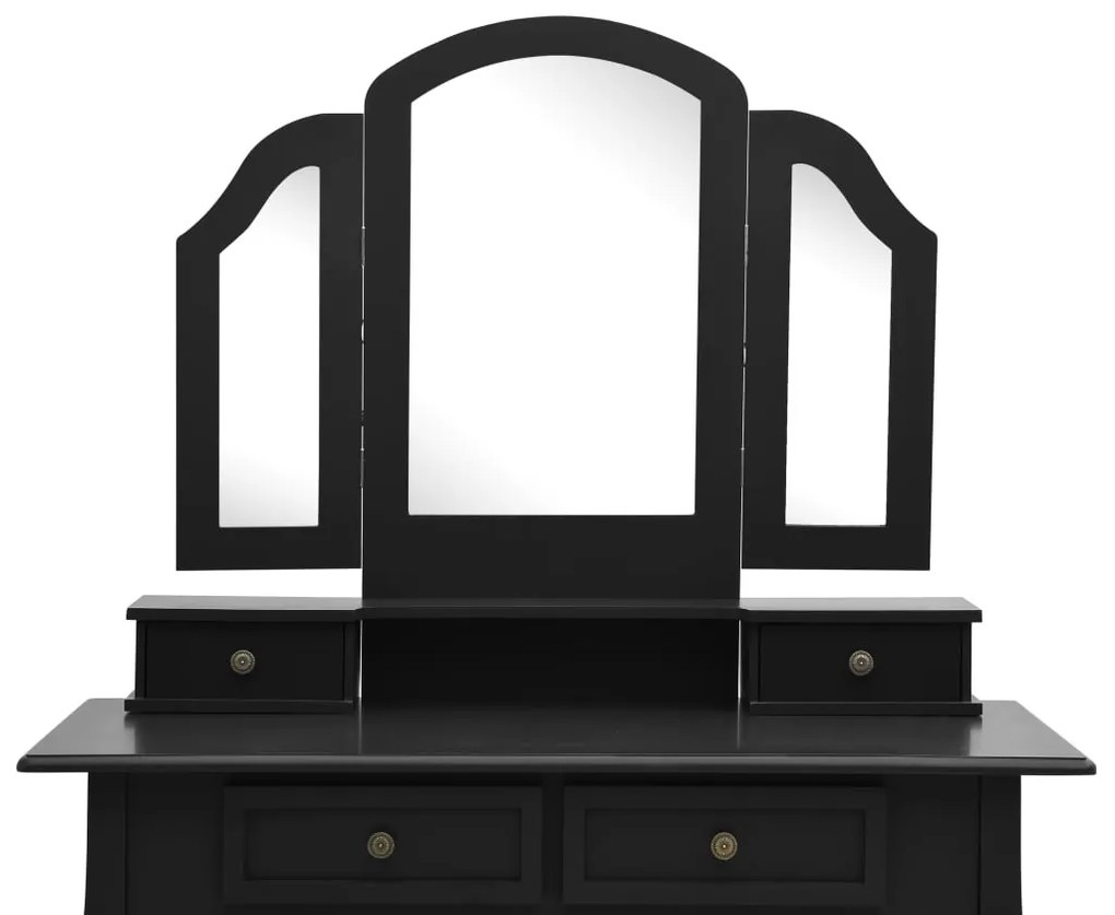vidaXL Μπουντουάρ με Σκαμπό Μαύρο 100 x 40 x 146 εκ. Ξύλο Παυλώνιας